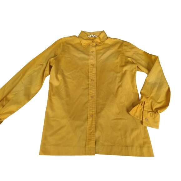 Vintage Lady Manhattan Womens Sz 14 Gold Button Down Long Sleeve Blouse Shirt - Picture 1 of 10